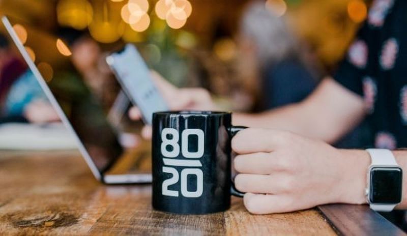 Coffee mug, casual work conversation